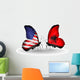 Two Butterflies with Flags Usa and Albania Wall Mural