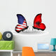 Two Butterflies with Flags Usa and Albania Wall Mural
