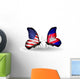 Two Butterflies with Flags Usa and Cambodia Wall Decal