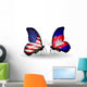 Two Butterflies with Flags Usa and Cambodia Wall Decal
