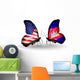 Two Butterflies with Flags Usa and Cambodia Wall Decal