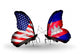 Two Butterflies with Flags Usa and Cambodia Wall Decal