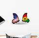 Two Butterflies with Flags Usa and Ghana Wall Decal