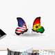 Two Butterflies with Flags Usa and Ghana Wall Decal
