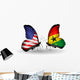 Two Butterflies with Flags Usa and Ghana Wall Decal