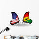 Two Butterflies with Flags Usa and Ghana Wall Decal