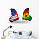 Two Butterflies with Flags Usa and Ghana Wall Decal