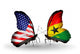 Two Butterflies with Flags Usa and Ghana Wall Decal