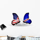 Two Butterflies with Flags Usa and Cape Verde Wall Decal