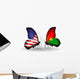 Two Butterflies with Flags Usa and Burkina Faso Wall Decal