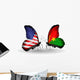 Two Butterflies with Flags Usa and Burkina Faso Wall Decal