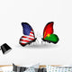 Two Butterflies with Flags Usa and Burkina Faso Wall Decal