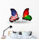 Two Butterflies with Flags Usa and Burkina Faso Wall Decal