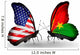 Two Butterflies with Flags Usa and Burkina Faso Wall Decal