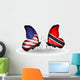 Two Butterflies with Flags Usa and Trinidad and Tobago Wall Decal