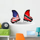 Two Butterflies with Flags Usa and Trinidad and Tobago Wall Decal