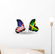 Two butterflies with flags USA and Jamaica Wall Decal