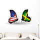 Two butterflies with flags USA and Jamaica Wall Decal