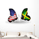 Two butterflies with flags USA and Jamaica Wall Decal