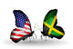 Two butterflies with flags USA and Jamaica Wall Decal