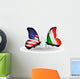 Two Butterflies with Flags Usa and Ireland 