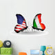 Two Butterflies with Flags Usa and Ireland 