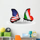 Two Butterflies with Flags Usa and Ireland 