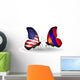 Two Butterflies with Flags Usa and Mongolia Wall Decal