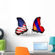 Two Butterflies with Flags Usa and Mongolia Wall Decal