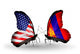Two Butterflies with Flags Usa and Mongolia Wall Decal