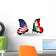 Two Butterflies with Flags Usa and Mexico Wall Decal