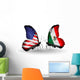 Two Butterflies with Flags Usa and Mexico Wall Decal