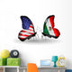 Two Butterflies with Flags Usa and Mexico Wall Decal