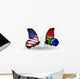 Two Butterflies with Flags  Usa and South Africa Wall Decal