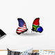 Two Butterflies with Flags  Usa and South Africa Wall Decal