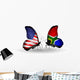 Two Butterflies with Flags  Usa and South Africa Wall Decal