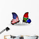 Two Butterflies with Flags  Usa and South Africa Wall Decal
