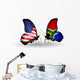 Two Butterflies with Flags  Usa and South Africa Wall Decal