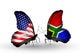 Two Butterflies with Flags  Usa and South Africa Wall Decal