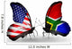 Two Butterflies with Flags  Usa and South Africa Wall Decal