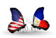 Two Butterflies with Flags Usa and Philippines Wall Decal