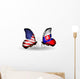 Two Butterflies with Flags Usa and Slovakia Wall Decal