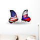 Two Butterflies with Flags Usa and Slovakia Wall Decal