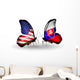 Two Butterflies with Flags Usa and Slovakia Wall Decal