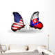 Two Butterflies with Flags Usa and Slovakia Wall Decal