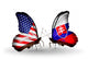 Two Butterflies with Flags Usa and Slovakia Wall Decal