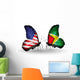 Two Butterflies with Flags Usa and Guyana Wall Decal