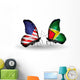 Two Butterflies with Flags Usa and Guyana Wall Decal