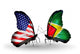 Two Butterflies with Flags Usa and Guyana Wall Decal