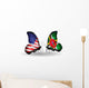Two Butterflies with Flags Usa and Dominica Wall Decal